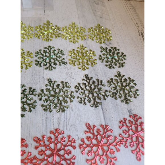 Red green snowflake ornament Xmas set‎ decor metallic - Picture 5 of 8